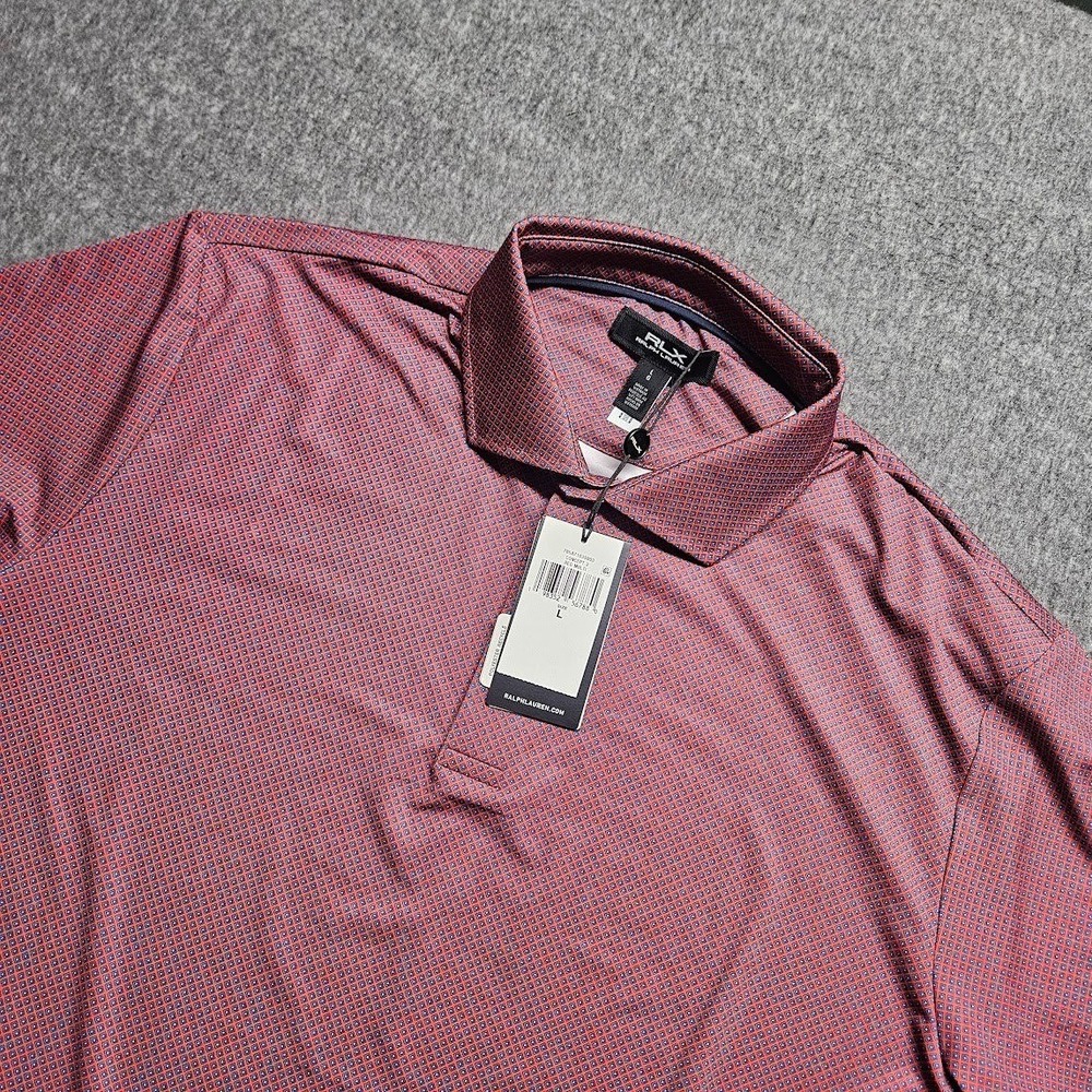 RLX Ralph Lauren Polo Shirt Mens Large Red Multi Geometric Airflow 785A71035003